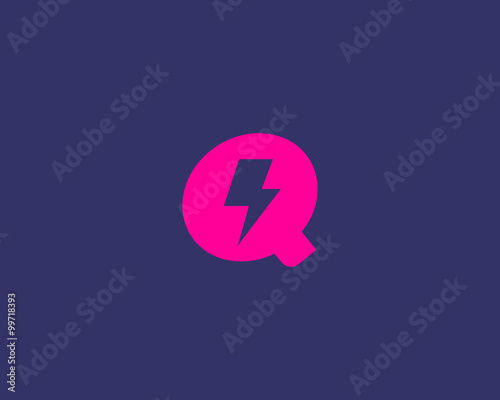 Abstract letter Q logo. Dynamic unusual font. Universal fast speed fire moving quick energy icon. Flash vector logotype. Rapid thunderbolt  superhero t shirt print, apparel fashion tee symbol. 