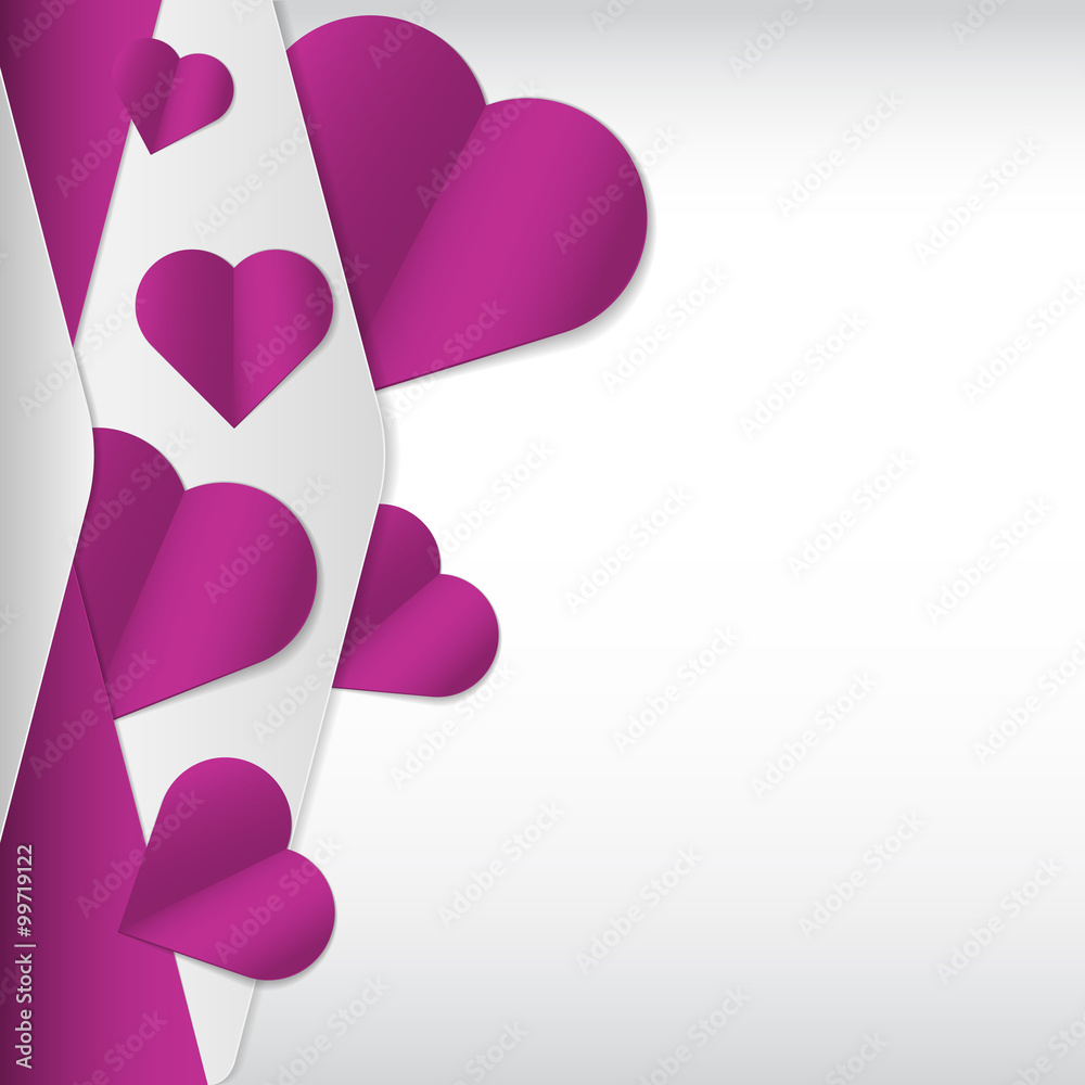 Romantic background with paper cut hearts and space for text. Vector illustration. Romantic background with paper cut hearts and space for text. Vector illustration.