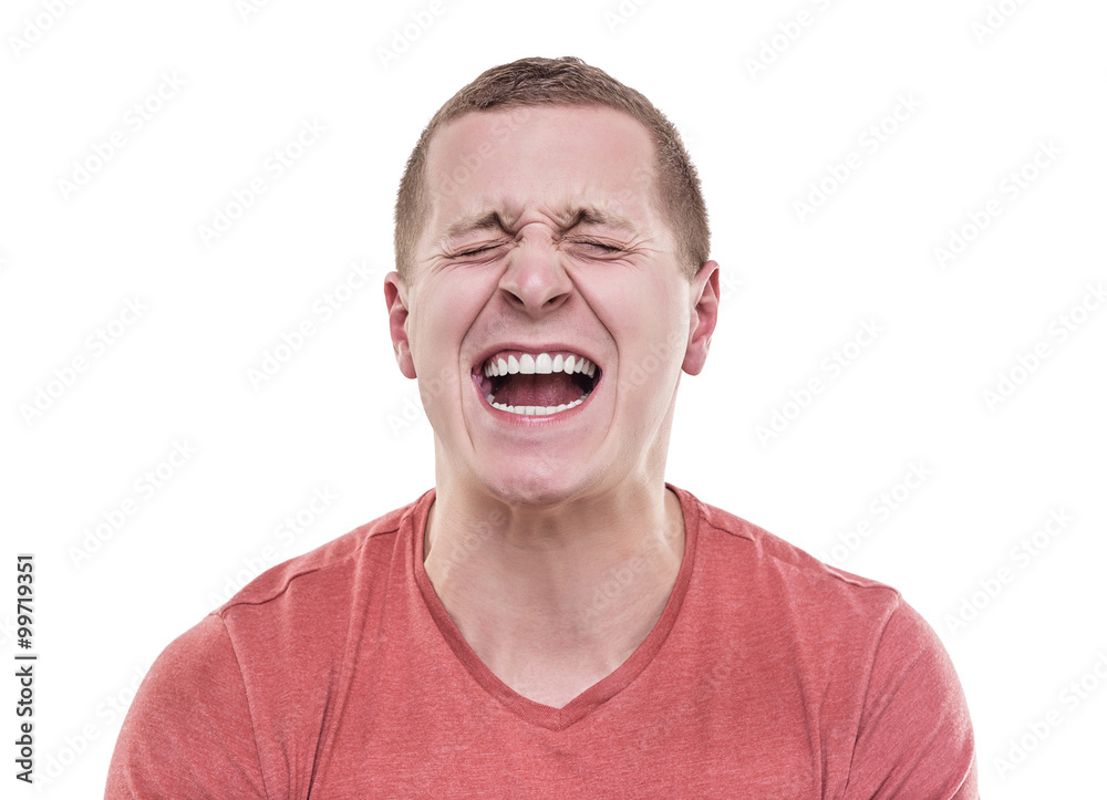 Angry man screaming.