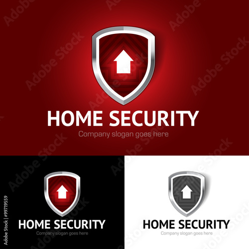 Shield home logo, home security, real estate, house, home, isolated vector logo template.