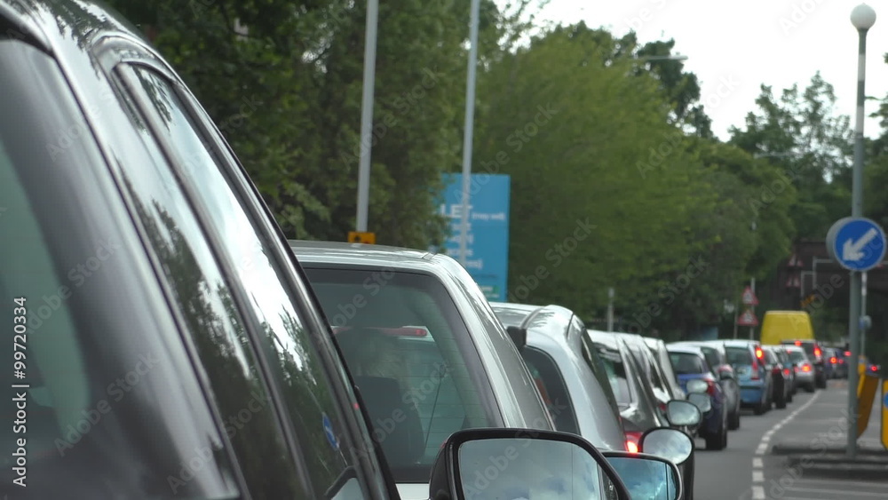 Traffic jam during rush hour, shallow depth of field
