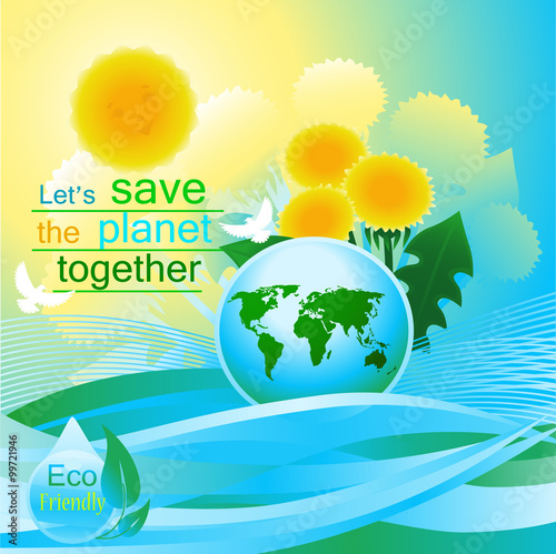 Eco poster Let's save the planet together Stock Vector | Adobe Stock