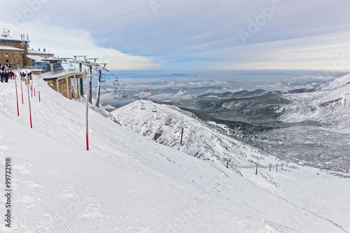 Chair lifts  in Kasprowy Wierch peak in Zakopane in winter © Roman Babakin