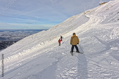Downhill Skiers in Kasprowy Wierch in Zakopane in Tatras in winter