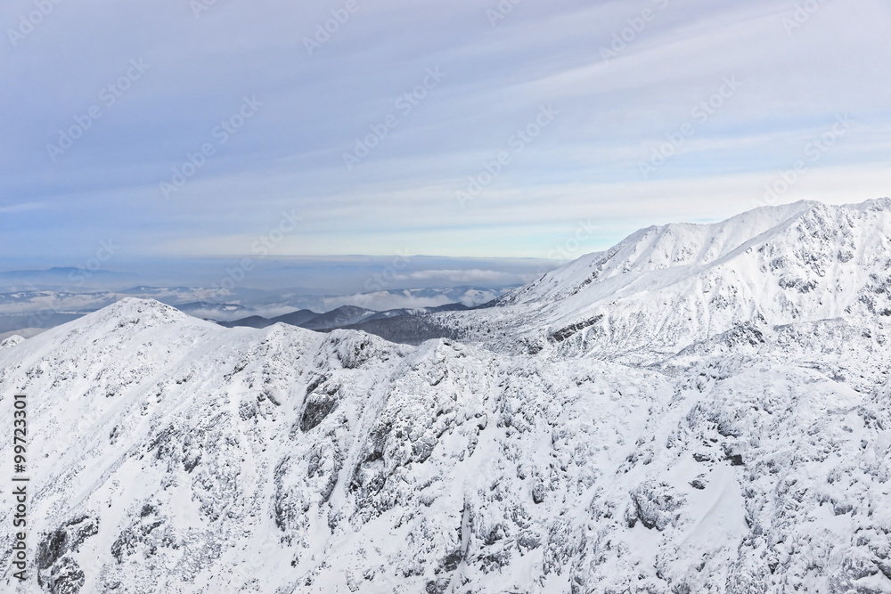 Kasprowy Wierch peak  in Zakopane in Tatra Mounts in winter