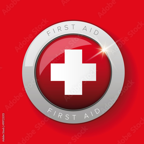 First aid icon vector button