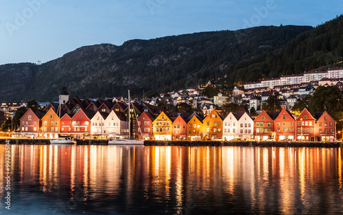 The famous Bryggen Hanseatic wharf houses.Bergen, Norway. photo