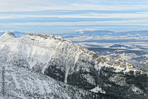 Panoramic view from Kasprowy Wierch of Zakopane in Tatra Mounts