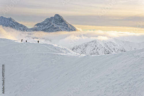 People at the top of Kasprowy Wierch in Zakopane in Tatras in winter © Roman Babakin