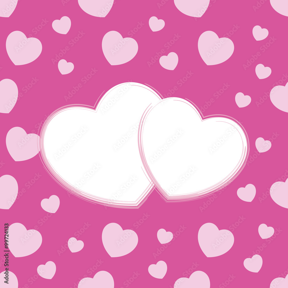 Pattern with hearts on pink background