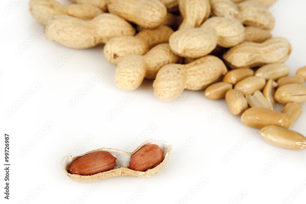 peanuts on a white background with shell peanuts on a white background with shell