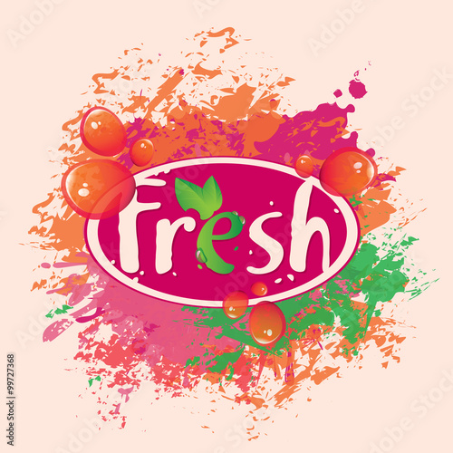 banner for fresh juices with splashes and spots