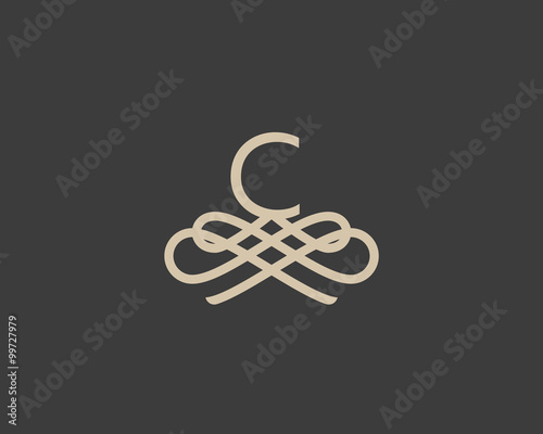 Abstract monogram elegant flower logo icon design. Universal creative premium letter C initials ornate signature symbol. Graceful vector sign.