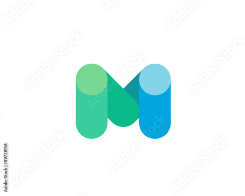 Abstract letter M logo design template. Colorful modern creative sign. Universal vector icon. Fresh tube sector logotype symbol