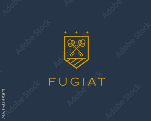 Real estate logotype. Keys shield logo icon design.