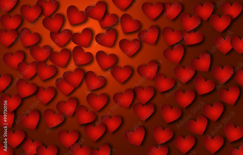 St. Valentine's Day. Red hearts on a red background.