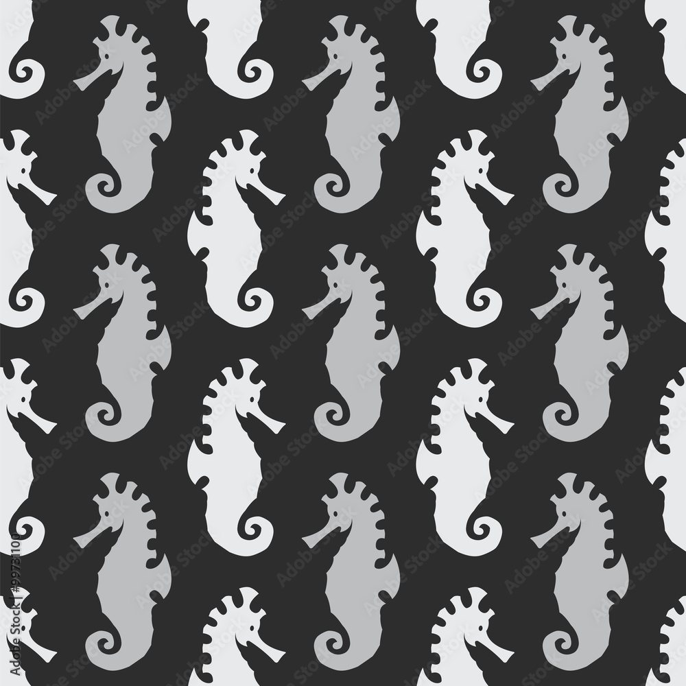 Sea horse vector art background design for fabric and decor. Sea Sea horse vector art background design for fabric and decor. Sea
