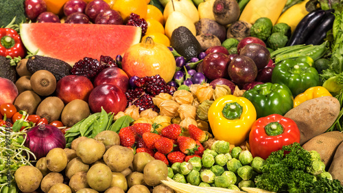 Fototapeta Naklejka Na Ścianę i Meble -  Large group of fresh fruits and vegetables organic for healthy