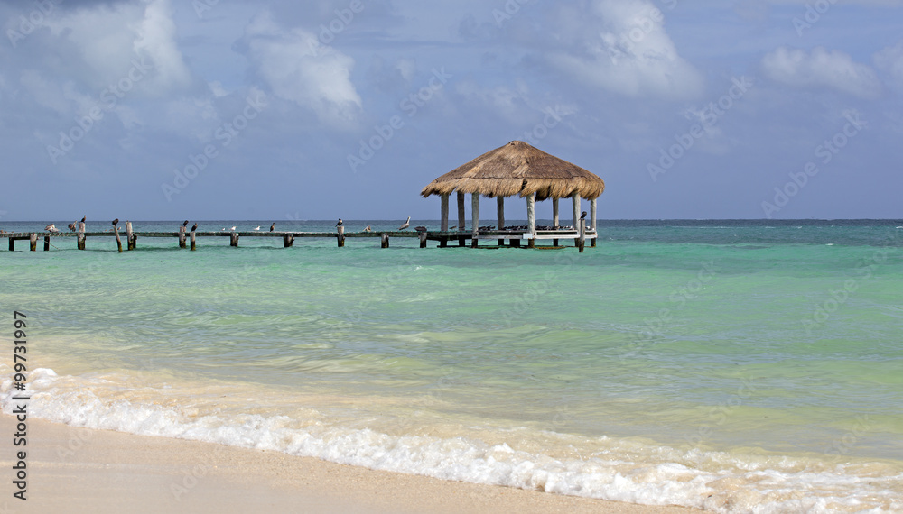 Wooden pier on caribbean sea