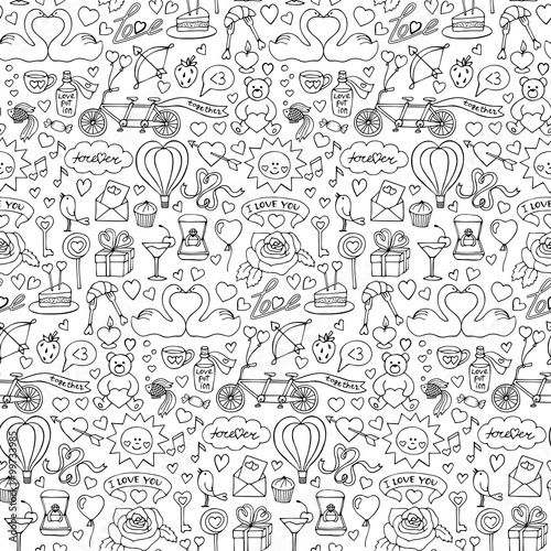 Hand drawn Love seamless pattern