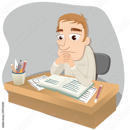 cartoon depressed man