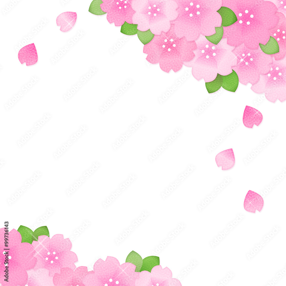 桜のイラスト　コピースペース（正方形　白背景）