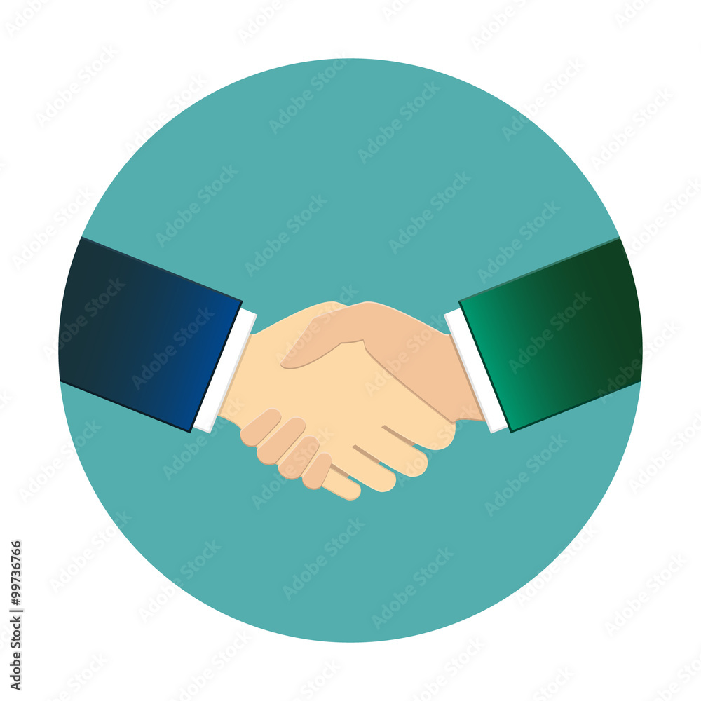 Businessmen shaking hands. Circle logo, vector illustration. Businessmen shaking hands. Circle logo, vector illustration.