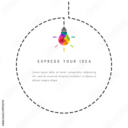Circle bubble template with colorful  lightbulb as idea symbol