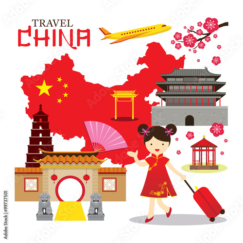 Chinese Girl Travel China, Tour, Vacation, Map, Destination
