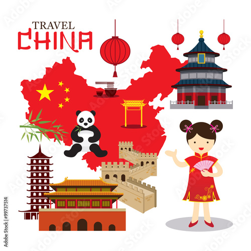 Chinese Girl Travel China, Tour, Vacation, Map, Destination