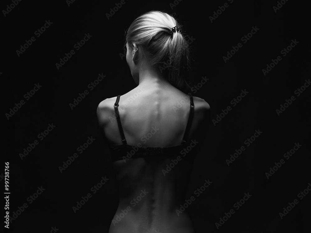 sadness young woman with naked back.sexy body girl sadness young woman with naked back.sexy body girl