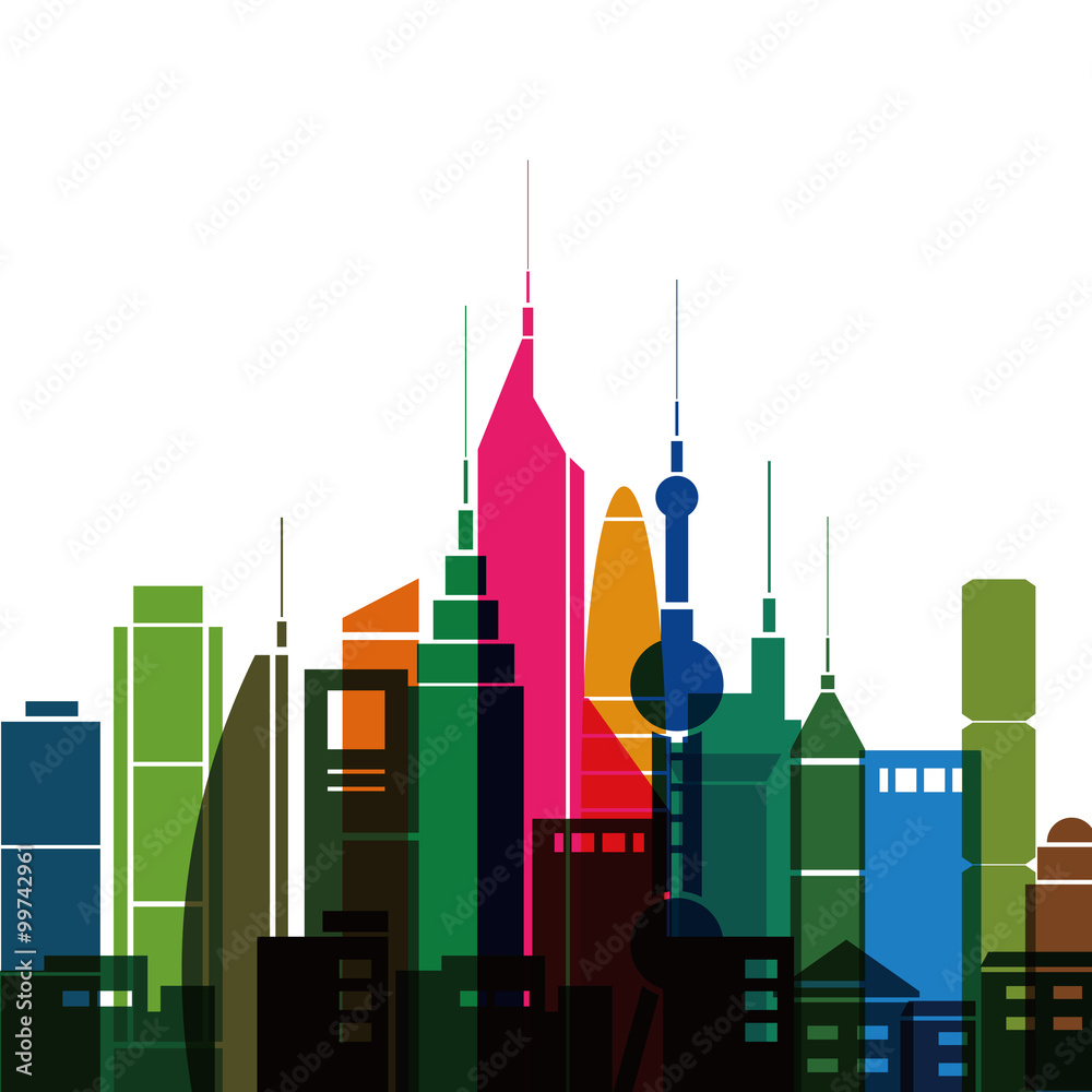 Obraz premium Colorful city,Vector Illustration