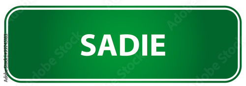 Popular girl name Sadie on a green traffic sign