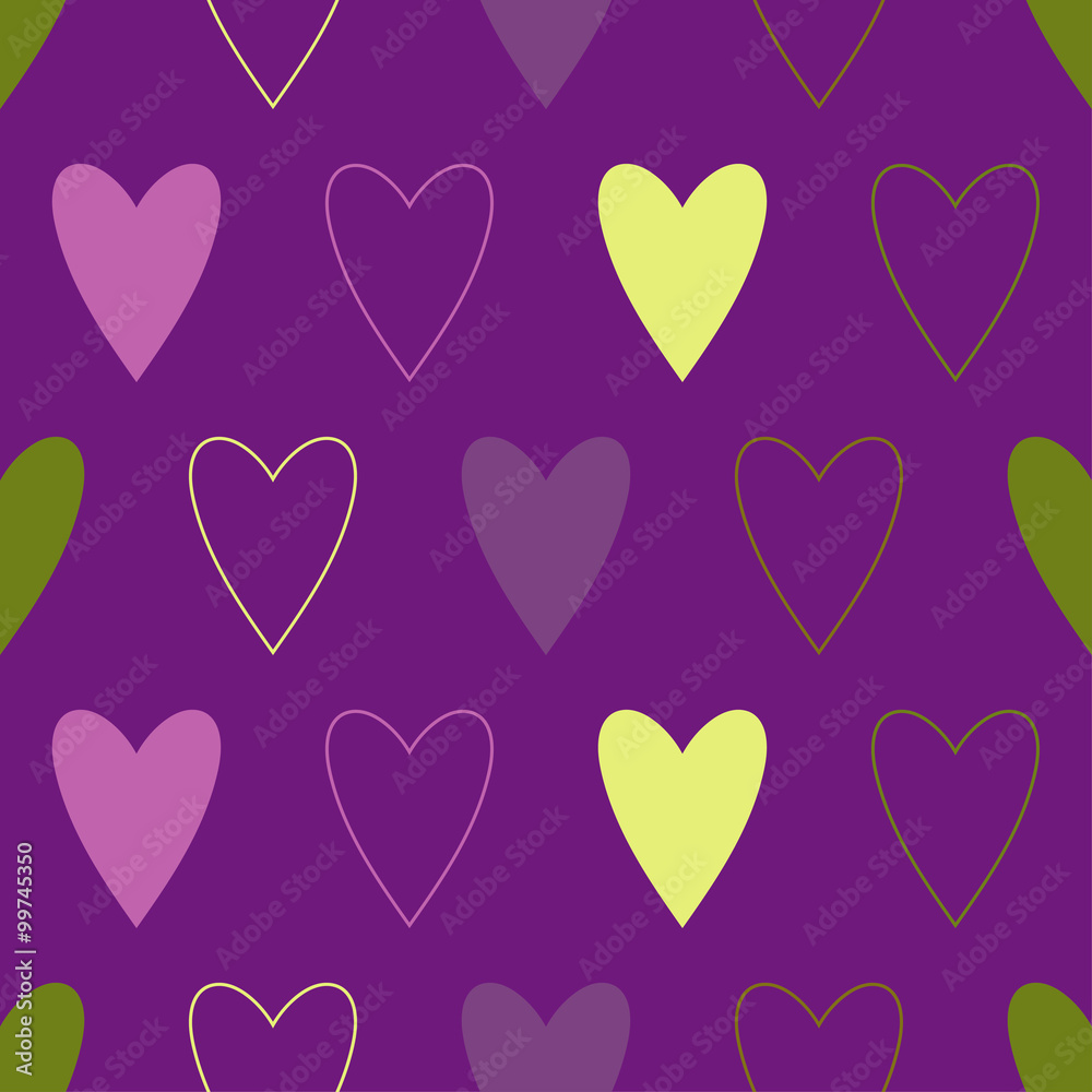 Seamless vector background with decorative hearts