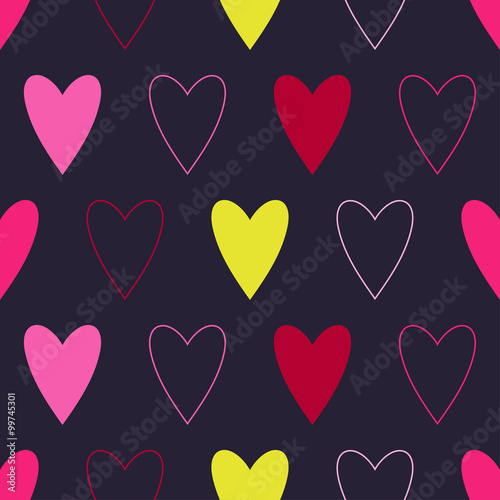 Seamless vector background with decorative hearts
