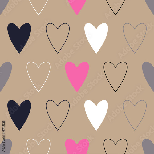 Seamless vector background with decorative hearts