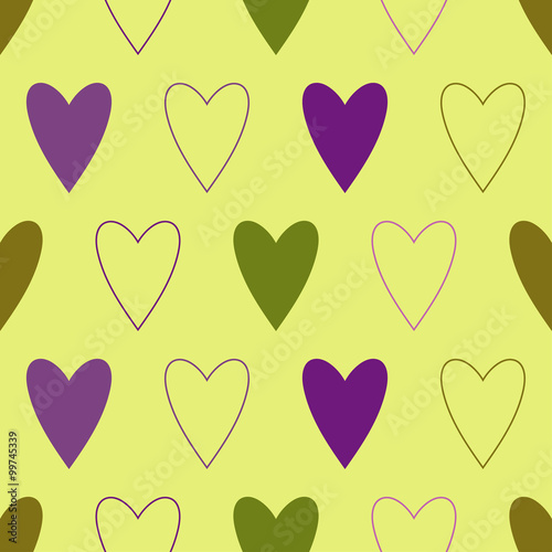 Seamless vector background with decorative hearts