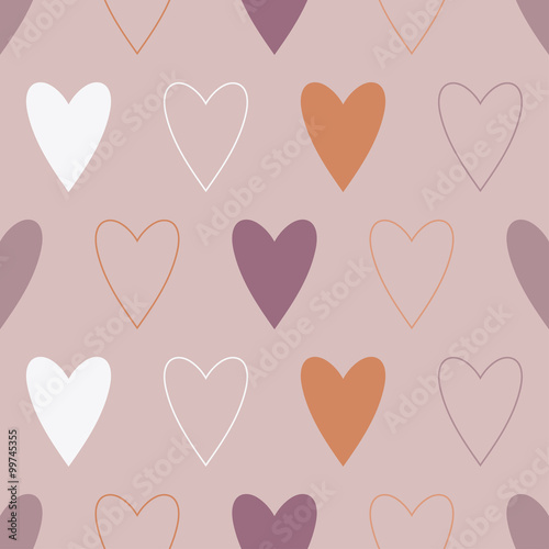 Seamless vector background with decorative hearts
