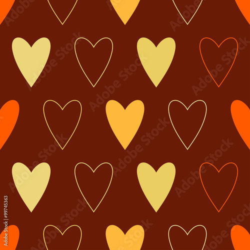 Seamless vector background with decorative hearts