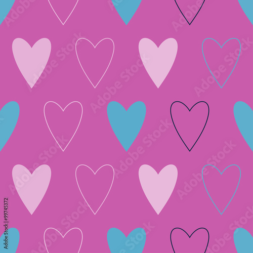 Seamless vector background with decorative hearts