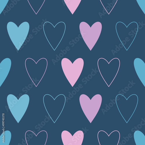 Seamless vector background with decorative hearts
