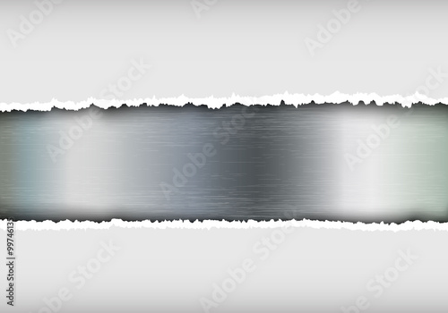 metallic background with torn paper 