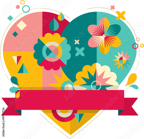 Heart with fun, colorful geometric elements