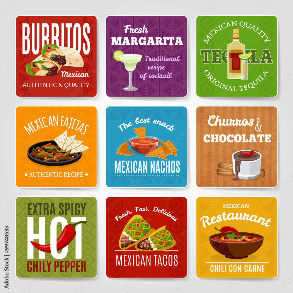 Mexican Food Labels Set 