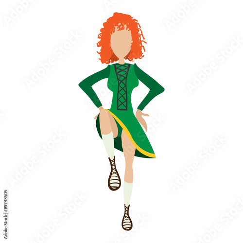 Irishstep dancer girl cartoon illustration