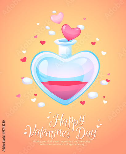 Romantic love potion glass flask retro postcard
