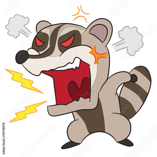 vector cartoon character raccoon angry