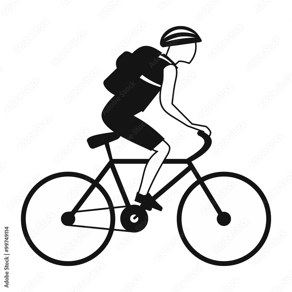 Obraz premium Tourist riding a bicycle with backpack