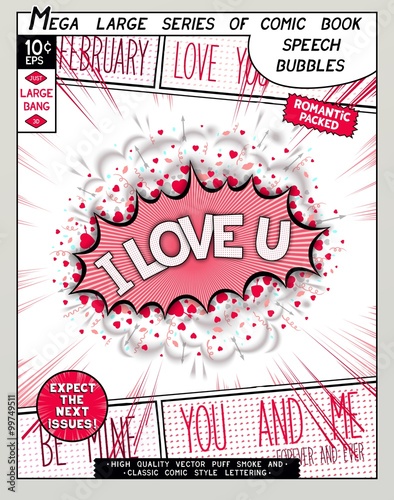 Love series pop art speech bubble