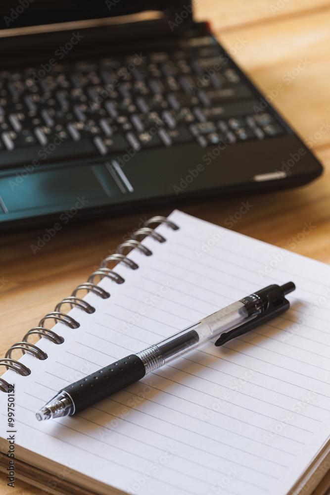 Pen, Blank notepad and laptop on the office. Pen, Blank notepad and laptop on the office.